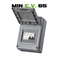 MIN-EV 65 - IP65 Electric Vehicle Enclosure (Weatherproof) - with 2-pole 10kA 32a MCB B Curve + SPD (pack of 10)